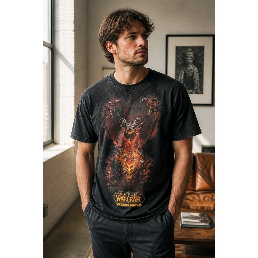 J!NX World of Warcraft Cataclysm Deathwing T-Shirt Mens Large Black Blizzard Tee
